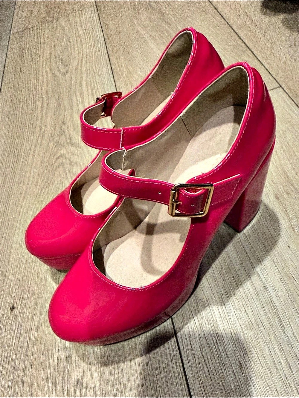 Coutugo Patent Mary Jane Heels in Pink